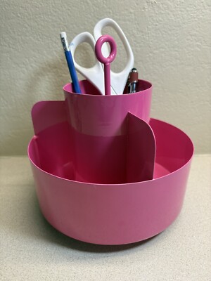 Pottery Barn Kids Fuchsia Lazy Susan Desk Organizer Craft Tote Sturdy-image