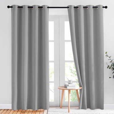 Light Gray Blackout Curtains 84 inch Long for Bedroom - Thermal Insulated Sol...-image