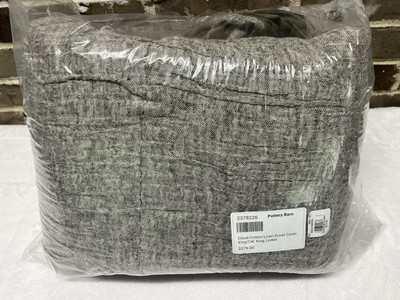 Pottery Barn Cloud Cotton Linen KING / CALI KING Duvet Cover LODEN NEW-image