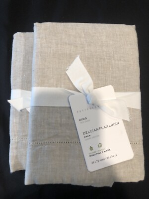 Set/2 Pottery Barn Belgian Flax Linen king  Shams flax-image