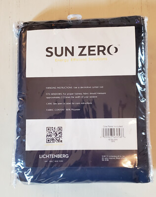 Sun Zero Navy Blue Easton Blackout Grommet Curtain Panel, 40