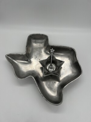 Texas Lone Star State Shape Metal Serving Dish Tray Chip & Dip Set-image