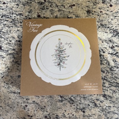 New Vintage Tree Pottery Barn Appetizer Plates (set Of 4).-image