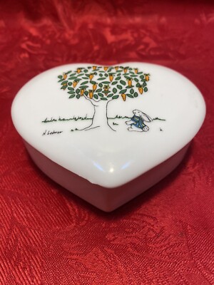 VINTAGE CERAMIC HEART SHAPED OATMEAL STUDIOS TRINKET BOX, PAPEL MADE IN JAPAN.-image