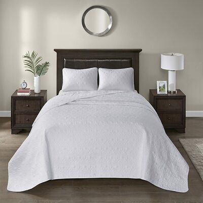 Madison Park Quebec Reversible Damask Design, Twin bedspread & sham-image