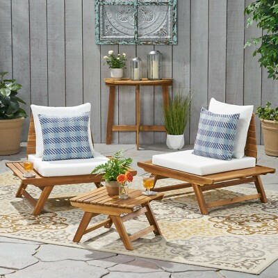 Kaiya Outdoor 2 Seater Acacia Wood Club Chairs and Side Table Set-image