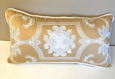 Madison Park Signature Carmichael embroidered Golden Jacquard Charmeuse Pillow-image