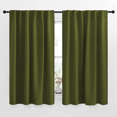 NICETOWN Bedroom Curtains Blackout Draperies Panels - (Olive Green) 52 inches-image