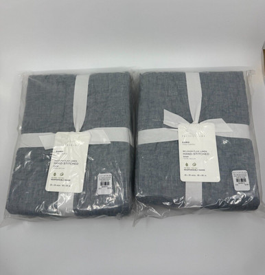 Pottery Barn Chambray Belgian Flax Linen Hand-Stitched Quilted Euro Sham 2 Pack-image