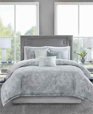 Madison Park Emory Reversible Marble 7-Pc Cotton Comforter Set - CAL KING - Grey-image