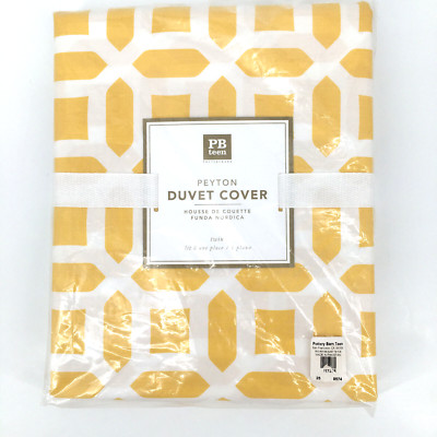 Pottery Barn Teen Peyton Duvet Yellow and White 100% Cotton No Sham Twin Size-image
