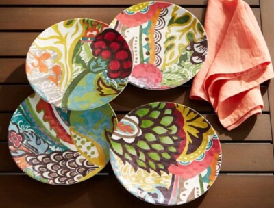 Pottery Barn Fiji Melamine Salad Plates, mixed set of four-image