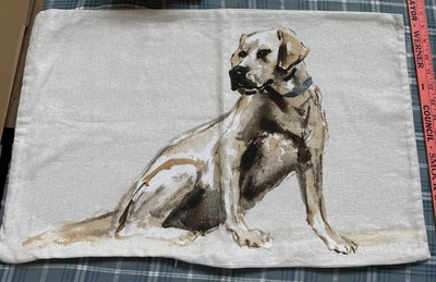 Pottery Barn Painted Labrador Retriever Dog Linen/ Cotton  Pillow Cover 16”x 26”-image