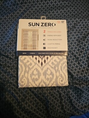 Sun Zero Mineral Blue Waffle Design Keeta Thermal Lined 2 Panel Pair, 36