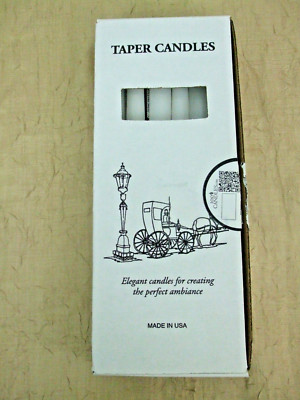 Box Of 12 General Wax Co. White Hand Dipped Taper Candles Elegant USA 12