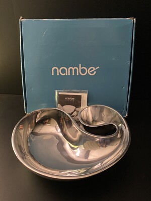 Nambe Karim Rashid 2009 Morphik Chip & Dip Tray Bowl 14” MTO 122 NEW in BOX NIB-image