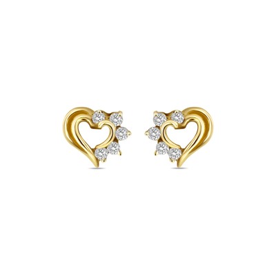 Heart Shaped Cutout Diamond Studs 14k Yellow Gold-image