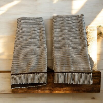 Madison Park Brown Taupe Ribbed King Size Pillow Shams Rustic Cottage Set--image
