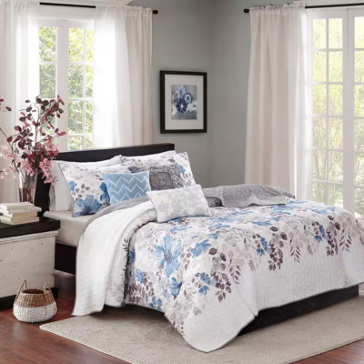 Piper 6-Piece Blue Microfiber Full/Queen Quilt Set-image