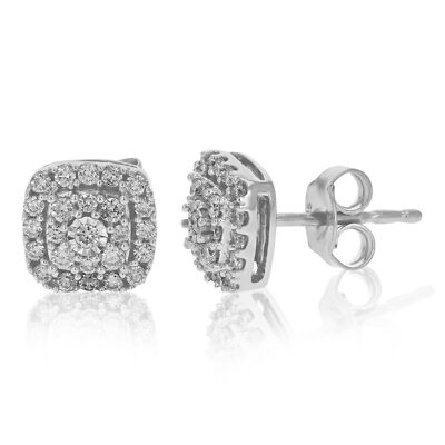 1/2 cttw Lab Created Diamond Stud Earrings in .925 Sterling Silver Prong Set-image