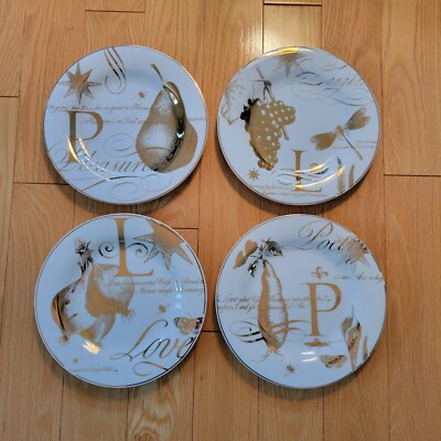 POTTERY BARN (10 qty) Love Laughter Poetry Pleasure Appetizer/Dessert Plates-image