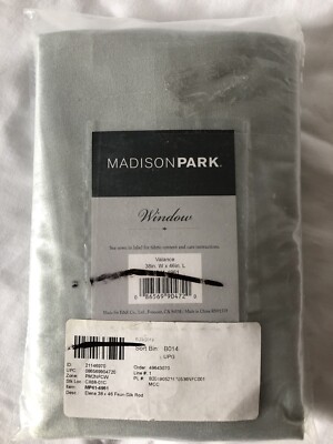 Madison Park Window Valance ELENA Faux Silk Green 38x46 new in pkg #90472-image