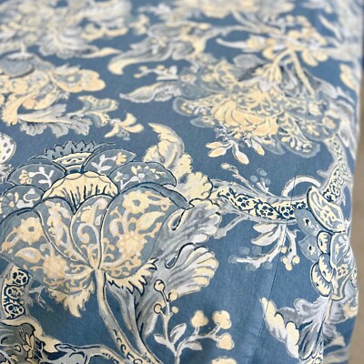 Pottery Barn Bristol Palampore Floral FULL/QUEEN Duvet Cover Blue Cream Linen PB-image
