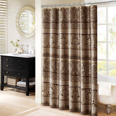 Madison Park Taupe Shower Curtain Transitional Shower Curtain for Bathroom 72*72-image