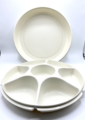 Vtg Tupperware Divided Veggie/Fruit/Dip Snack Party Tray 1665-2-image