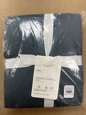 Pottery Barn Tencel Quilted Sham Steel Blue-image