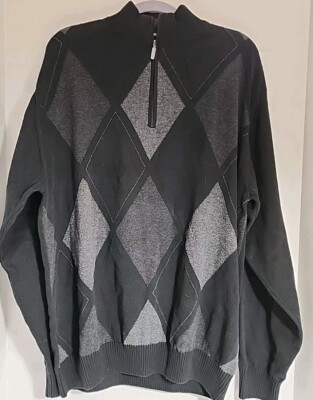 A C Design Studio Mens Size XL Pull Over  Sweater Black Grey 23.5W X 28L-image