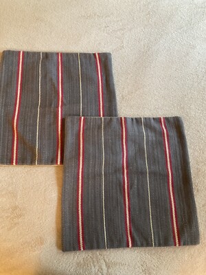 Set Of 2 Pottery Barn Striped Pillow Shams Alvarado Dhurrie 18