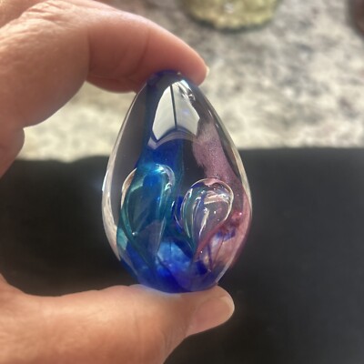 Glass Eye Studio GES Egg Shaped Paper Weight 2.75