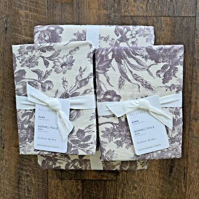 New Pottery Barn Sorrel Toile Full Queen  Duvet Cover PLUM & 2 Euro Shams-image