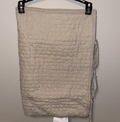 POTTERY BARN Channel Stitch Oatmeal Beige Cotton/Linen Standard Single Sham-image