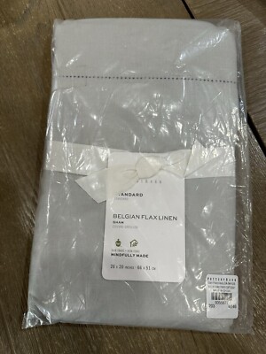 Pottery Barn Belgian Flax Linen hemstitch Standard Sham Soft Gray-image
