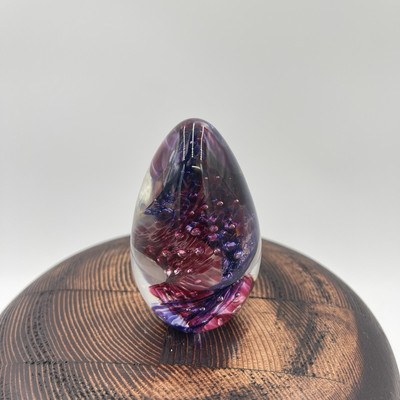 Glass Eye Studio Beautiful Purple Swirl Egg Shaped Paperweight  Vintage-image