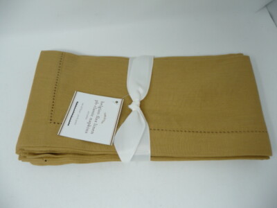 Pottery Barn Belgian Flax Hemstitched Dinner Napkins  Set 4  dijon yelllow-image