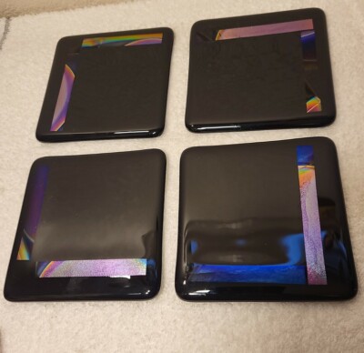 Glass Terry Horton (4) Art Black Coasters 4