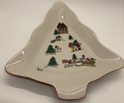 Classic Collectors Studio JOY OF CHRISTMAS Tree Shaped Serving Dish 8-3/4