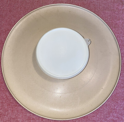 Vintage Tupperware Dip-n-Serve Chip & Dip Server Tray Bowl and Seal 492-5 Almond-image