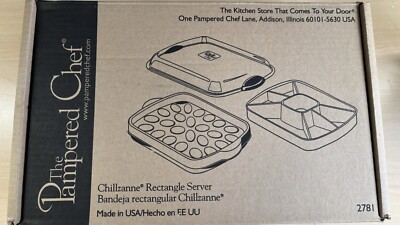 CIB Pampered Chef Chillzanne Rectangle Server Deviled Eggs Veggie Dip Tray-image