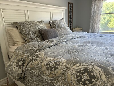 king size duvet cover set pottery barn with two Euro Shams. Organic Sateen-image