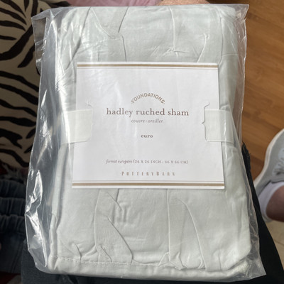 Pottery Barn Foundations Euro Hadley Ruched Cotton Pillow Sham 26 X 26 “  Lot 2-image