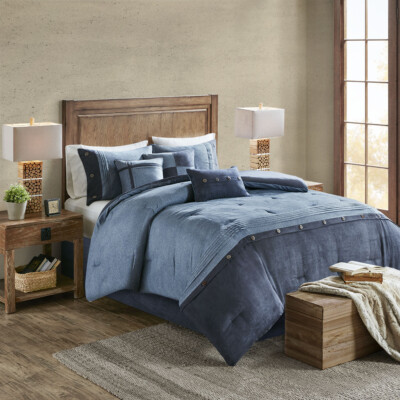 Madison Park Cozy Comforter Set, Faux Suede All-Season 7 Piece Bedding Set-image