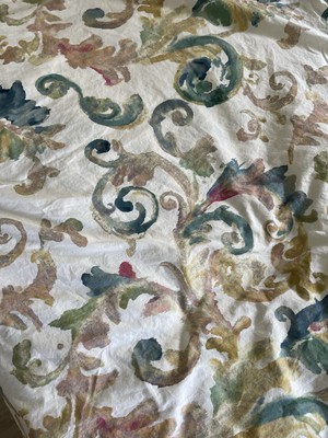 POTTERY BARN CLAUDIA KING DUVET COVER LARGE PAISLEY PRINT 104”x 90” WATERCOLORS-image