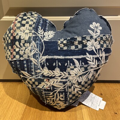 New Pottery Barn Patchwork  Heart Pillow 16 X 17 Inches-image