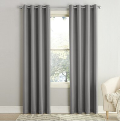 Curtains For Living Room Revamp With Sun Zero Room Darkening Curtain: 84x54 Gray-image