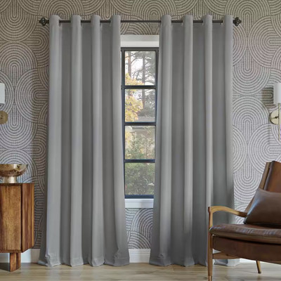 Oslo Theater Grade Silver Gray Polyester Solid 52 In. W X 84 In. L Thermal Gromm-image