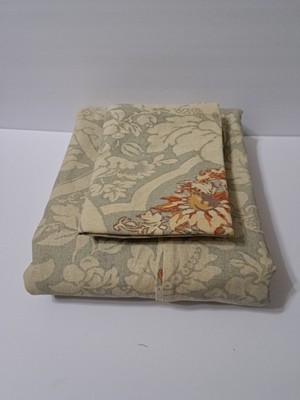 Pottery Barn Queen Linen Duvet Cover & 2 Shams Camilla Floral Medallion-image